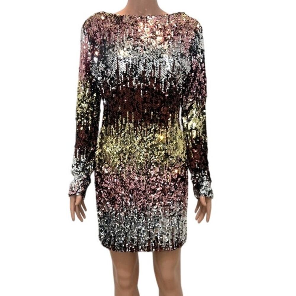 Xtaren large ombre sequin low back stretch mini dress D1 2890